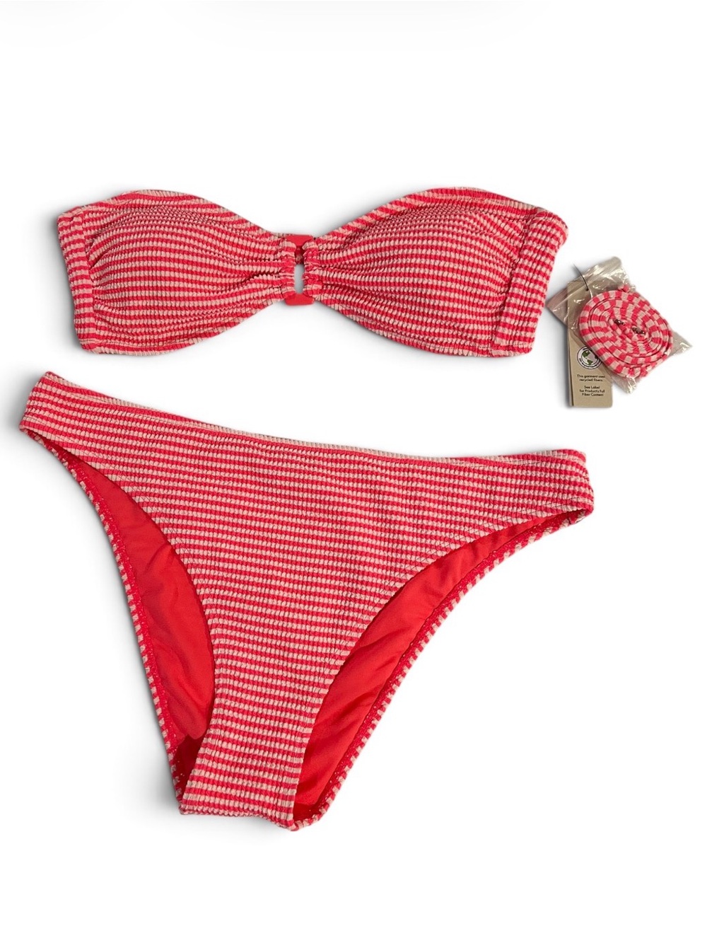 Pink Textured Bikini Set - Women Swim